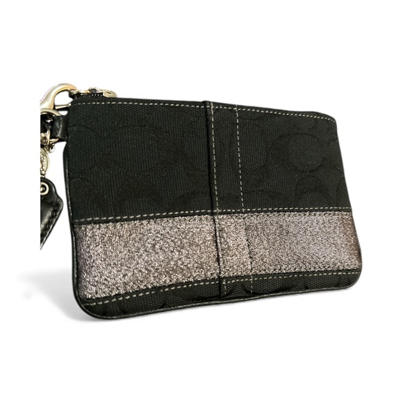 Coach Legacy 65th Anniversary Black Signature Canvas Striped Zipper Wristlet - Picture 2 of 7